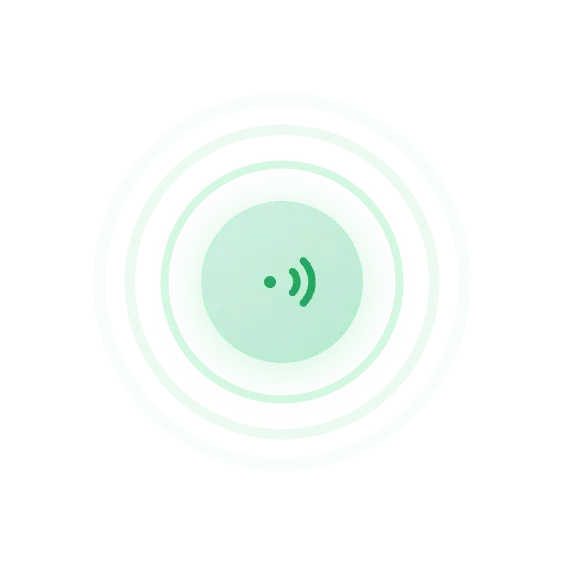 The orb, connected and listening, floating over the live page